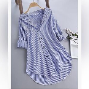 CI Sono Blue Striped Oversized Shirt